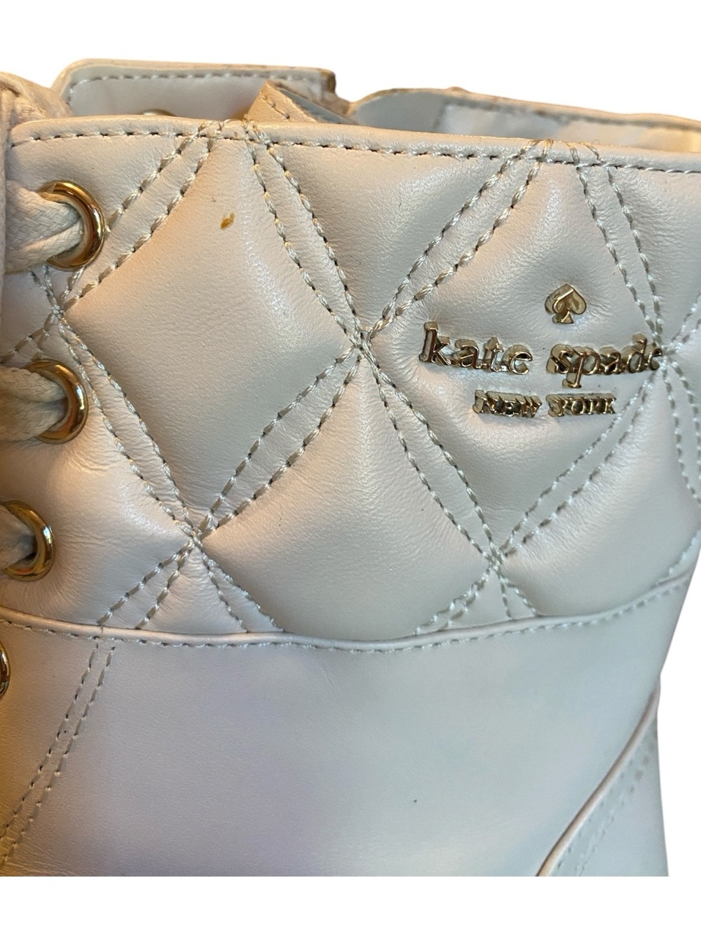 Kate Spade New York Cream Quilted Lace-Up Ankle Boots, Size 8 - Picture 12 of 12